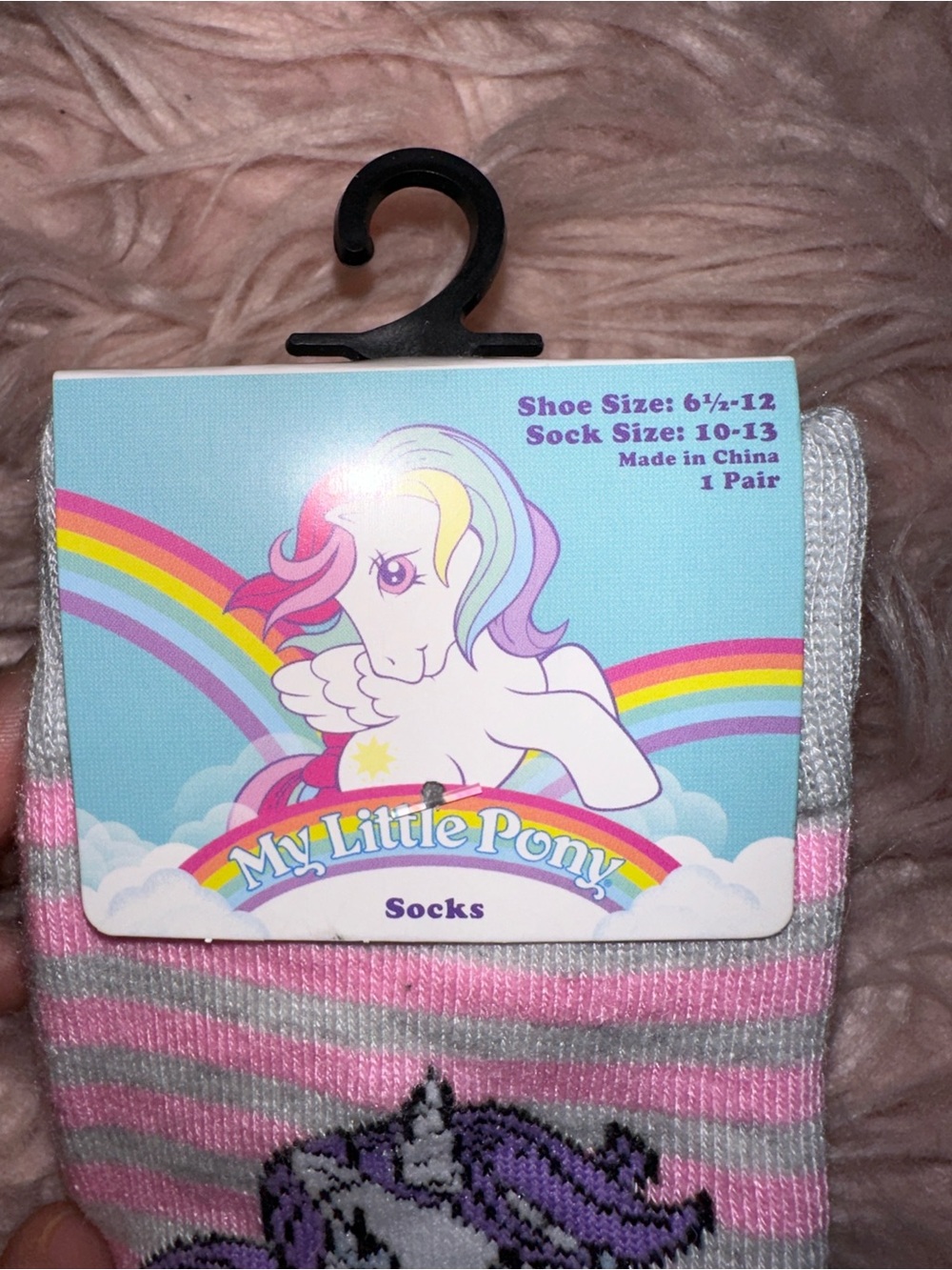 My Little Pony Girls' Pink Stripe Unicorn Socks - Picture 2 of 3